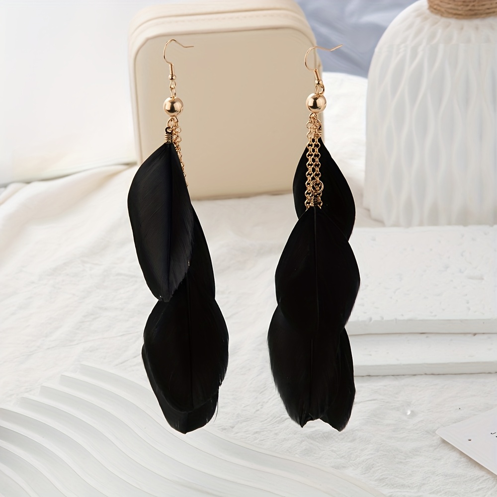 Women's Multicolor Gradient Feather Stud Earrings, Fairy Style